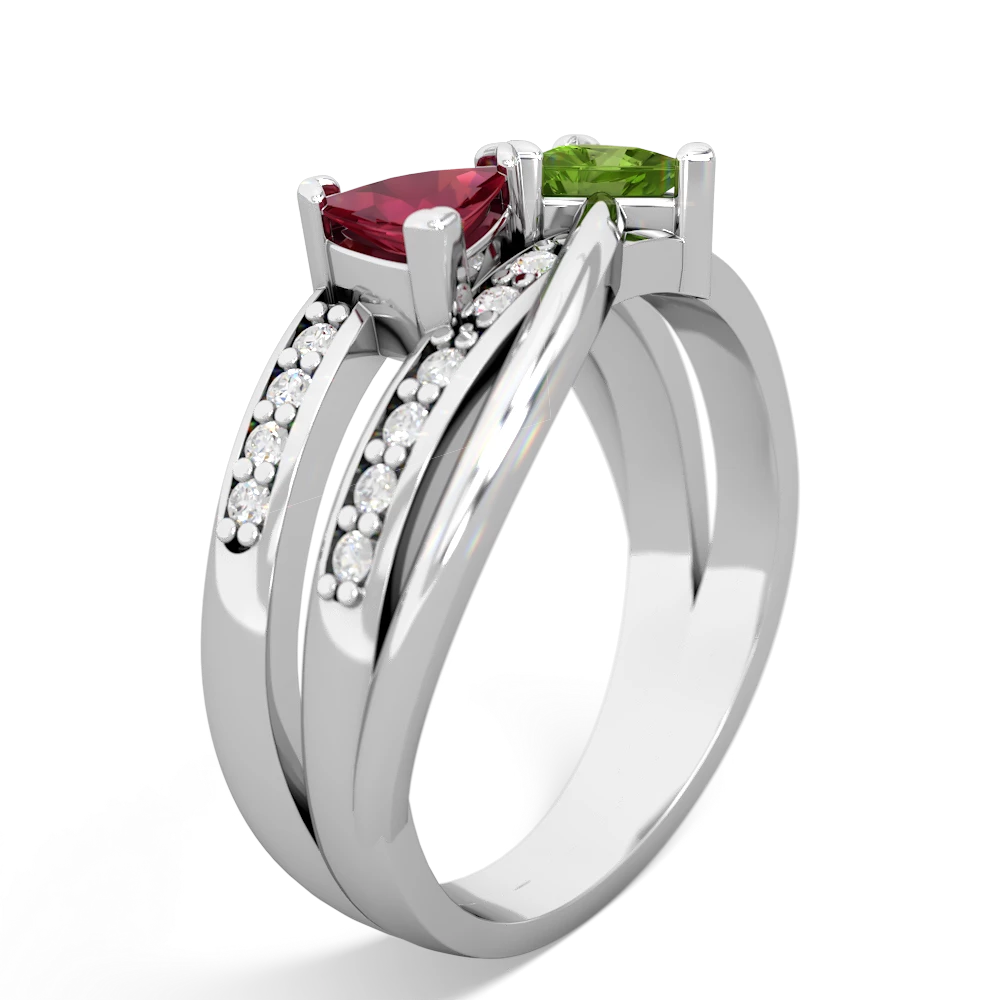 Lab Ruby Bowtie 14K White Gold ring R2360