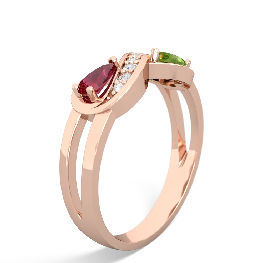 Lab Ruby Diamond Infinity 14K Rose Gold ring R5390