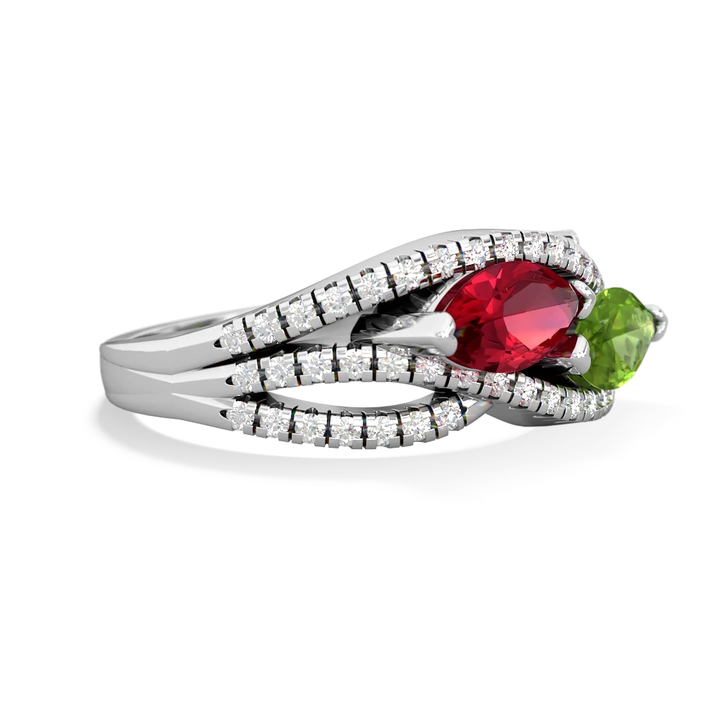 Lab Ruby Diamond Rivers 14K White Gold ring R3070