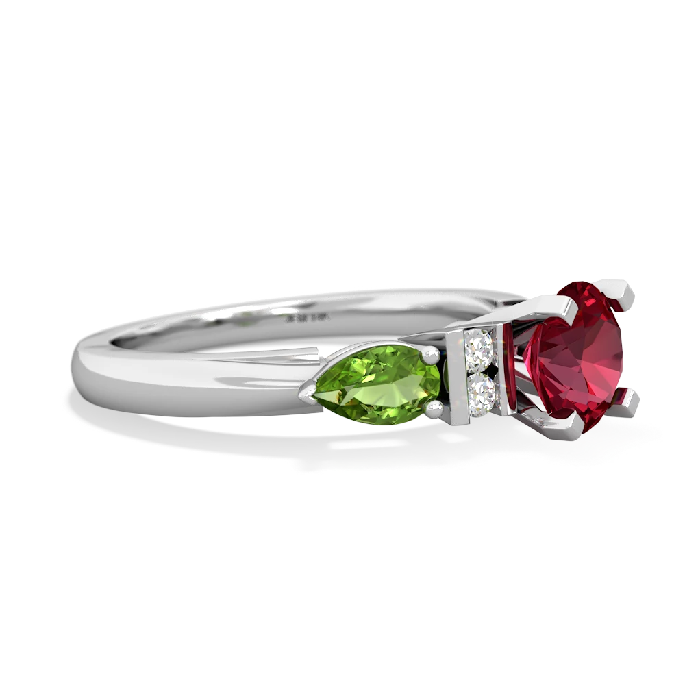 Lab Ruby 6Mm Round Eternal Embrace Engagement 14K White Gold ring R2005