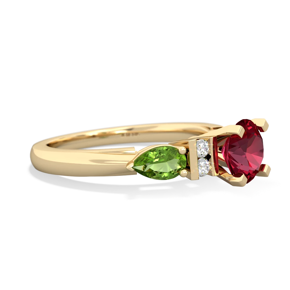 Lab Ruby 6Mm Round Eternal Embrace Engagement 14K Yellow Gold ring R2005