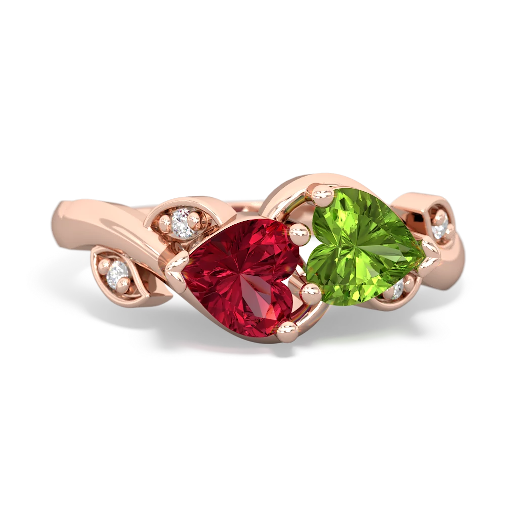 Lab Ruby Floral Elegance 14K Rose Gold ring R5790