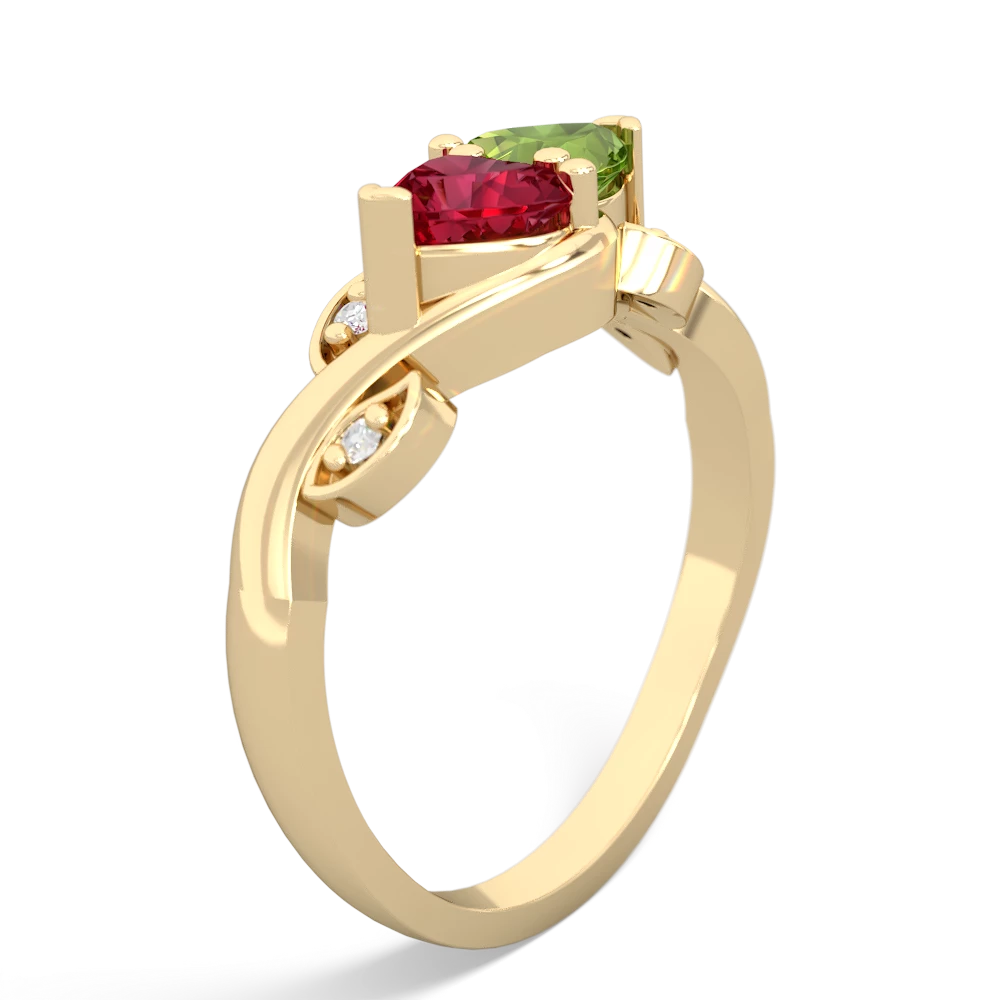 Lab Ruby Floral Elegance 14K Yellow Gold ring R5790