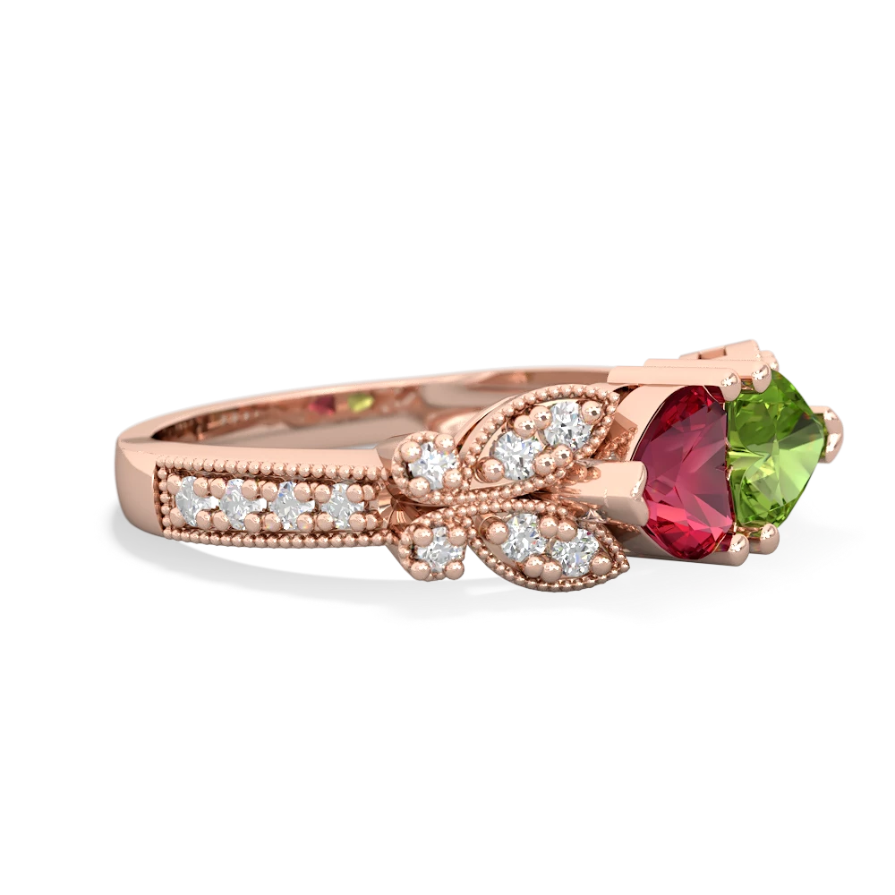 Lab Ruby Diamond Butterflies 14K Rose Gold ring R5601