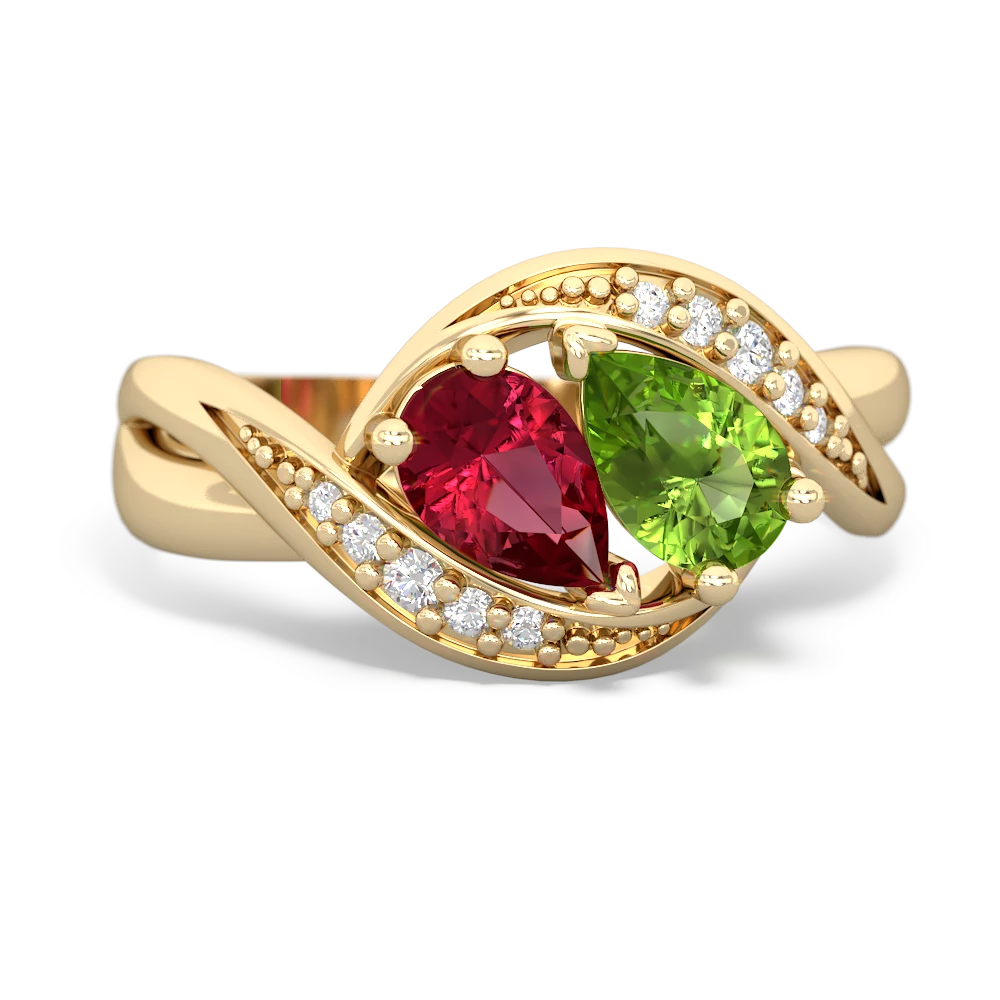 Lab Ruby Summer Winds 14K Yellow Gold ring R5342