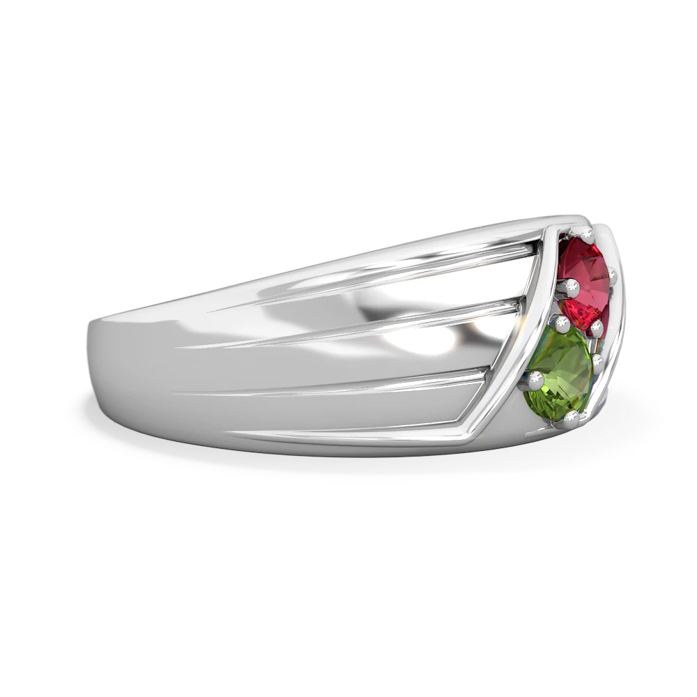 Lab Ruby Men's Streamline 14K White Gold ring R0460