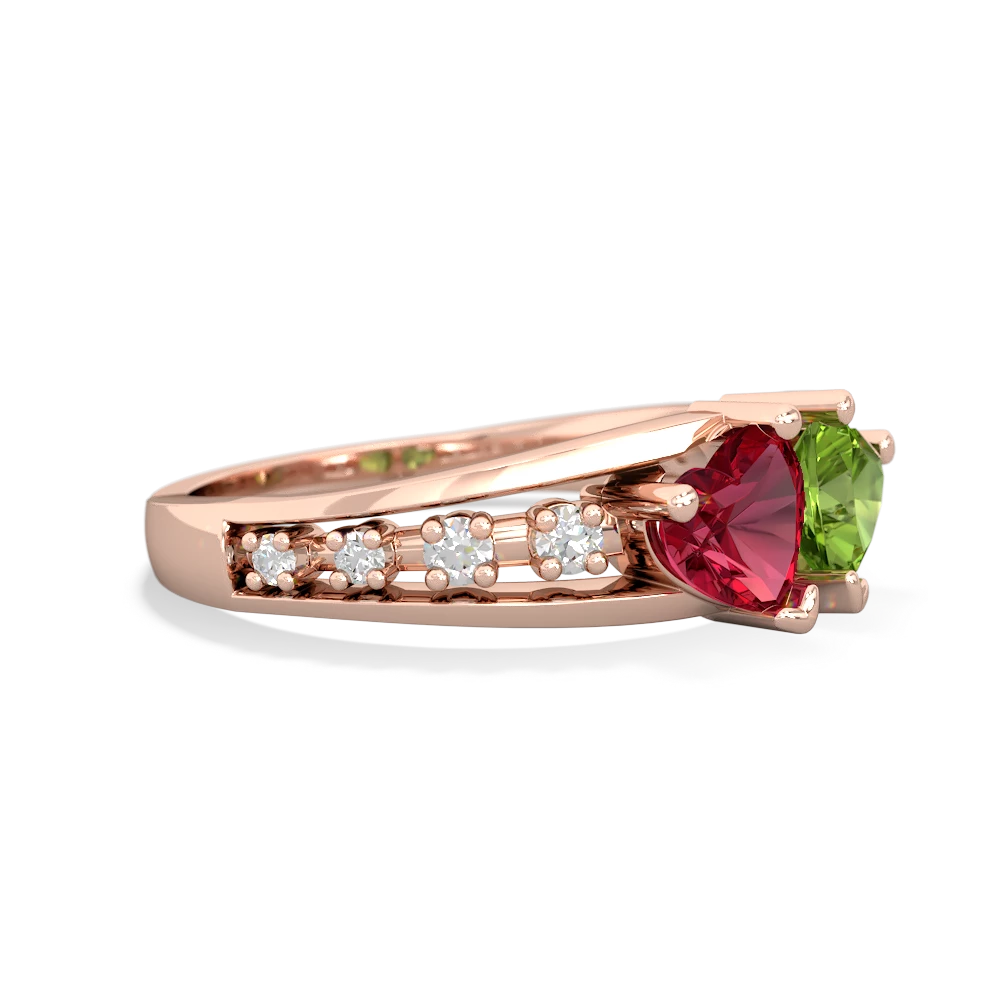 Lab Ruby Heart To Heart 14K Rose Gold ring R3342