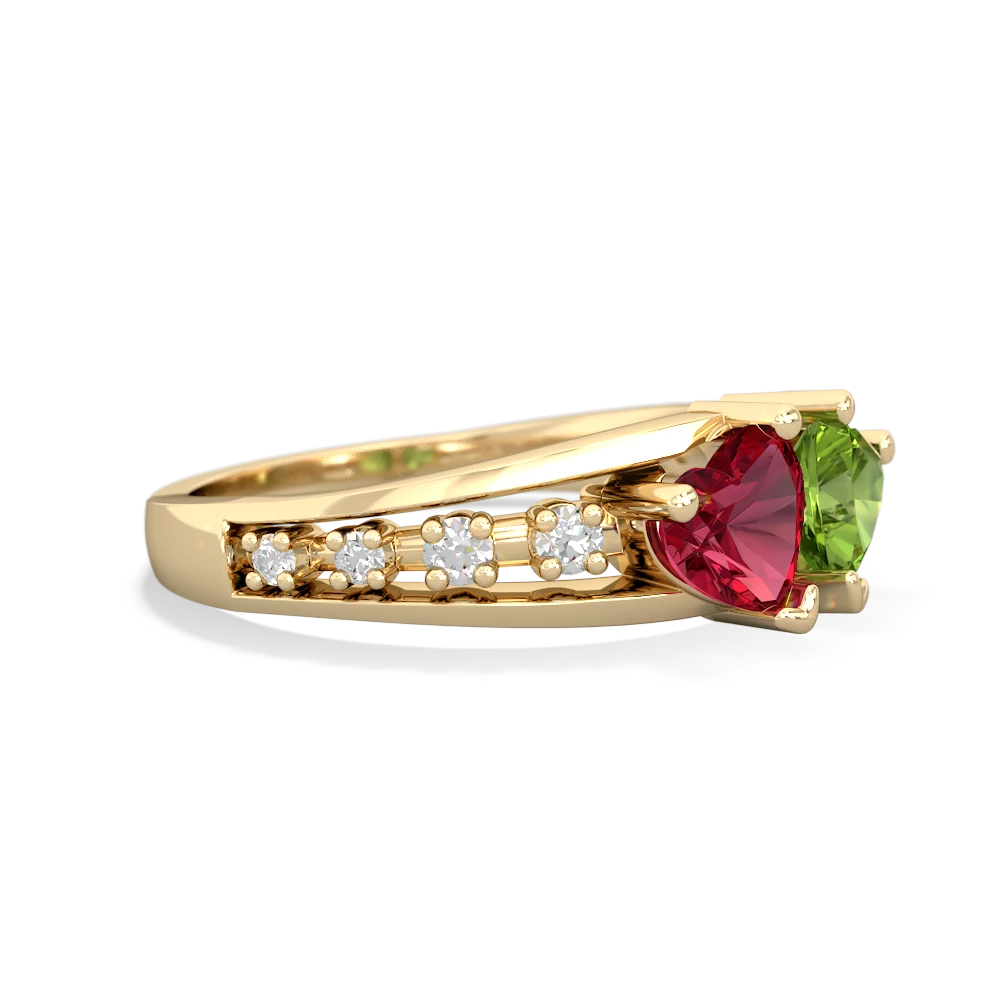 Lab Ruby Heart To Heart 14K Yellow Gold ring R3342