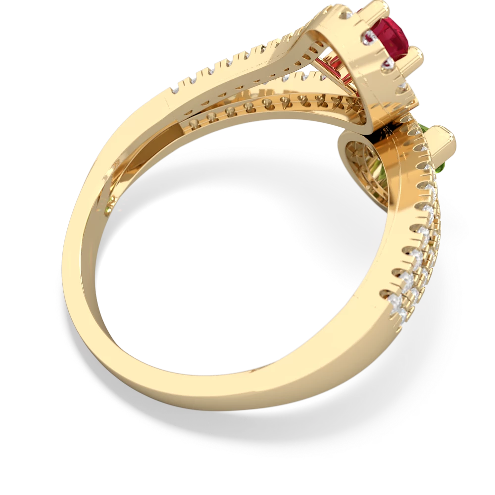 Lab Ruby Diamond Dazzler 14K Yellow Gold ring R3000