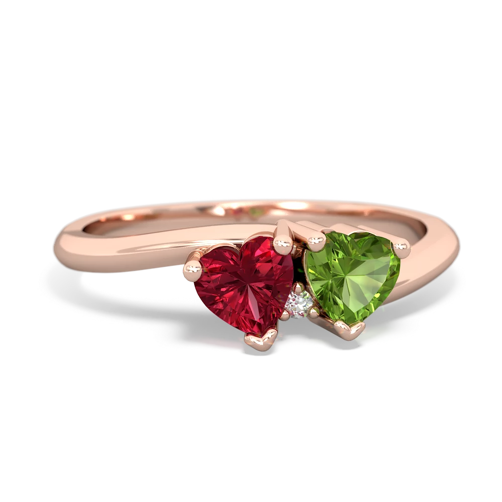 Lab Ruby Sweethearts 14K Rose Gold ring R5260