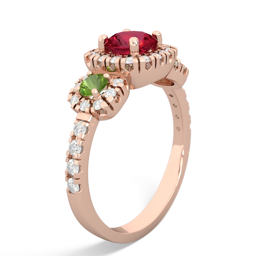 Lab Ruby Regal Halo 14K Rose Gold ring R5350