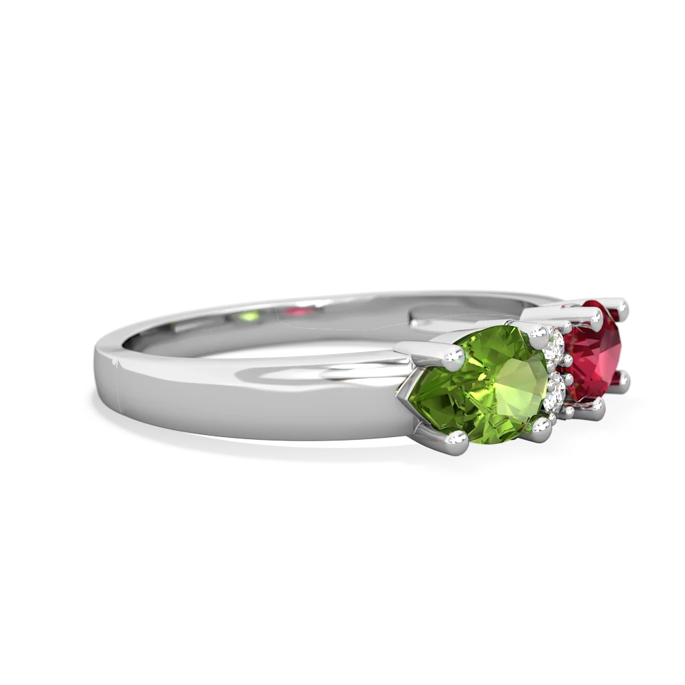 Lab Ruby Pear Bowtie 14K White Gold ring R0865