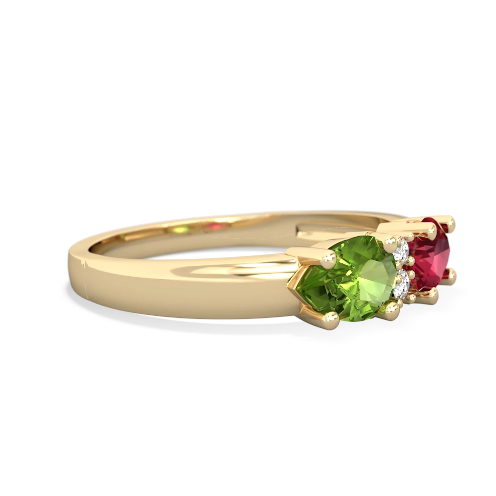 Lab Ruby Pear Bowtie 14K Yellow Gold ring R0865