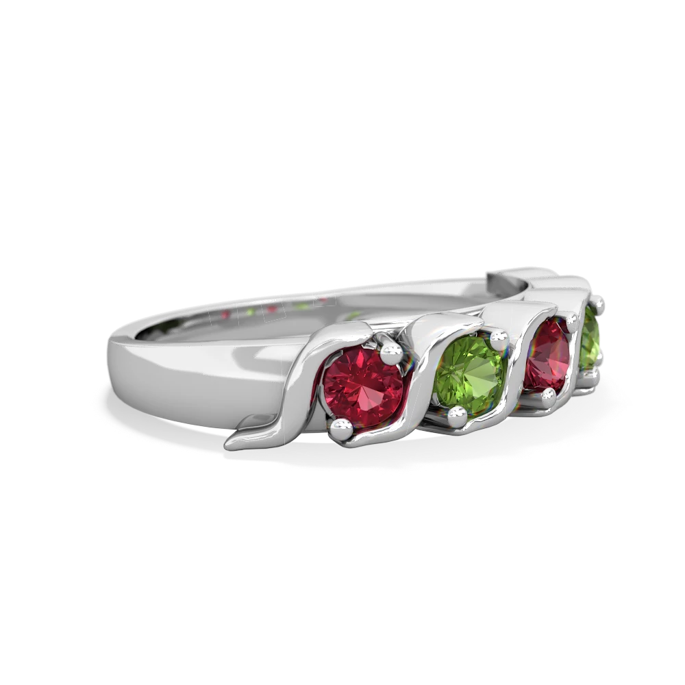 Lab Ruby Anniversary Band 14K White Gold ring R2089