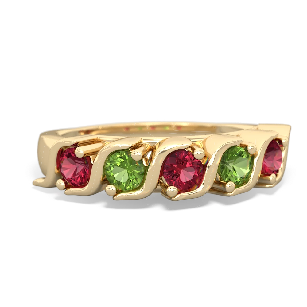 Lab Ruby Anniversary Band 14K Yellow Gold ring R2089