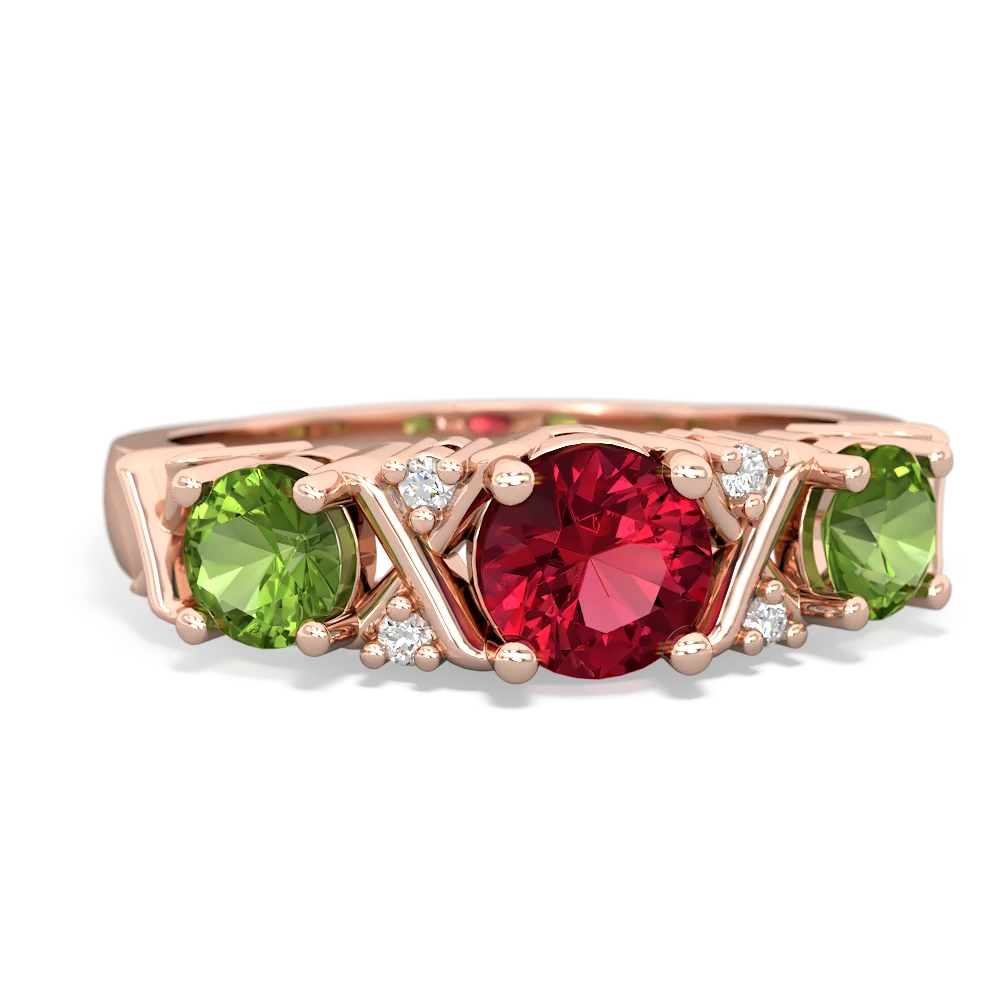 Lab Ruby Hugs And Kisses 14K Rose Gold ring R5016