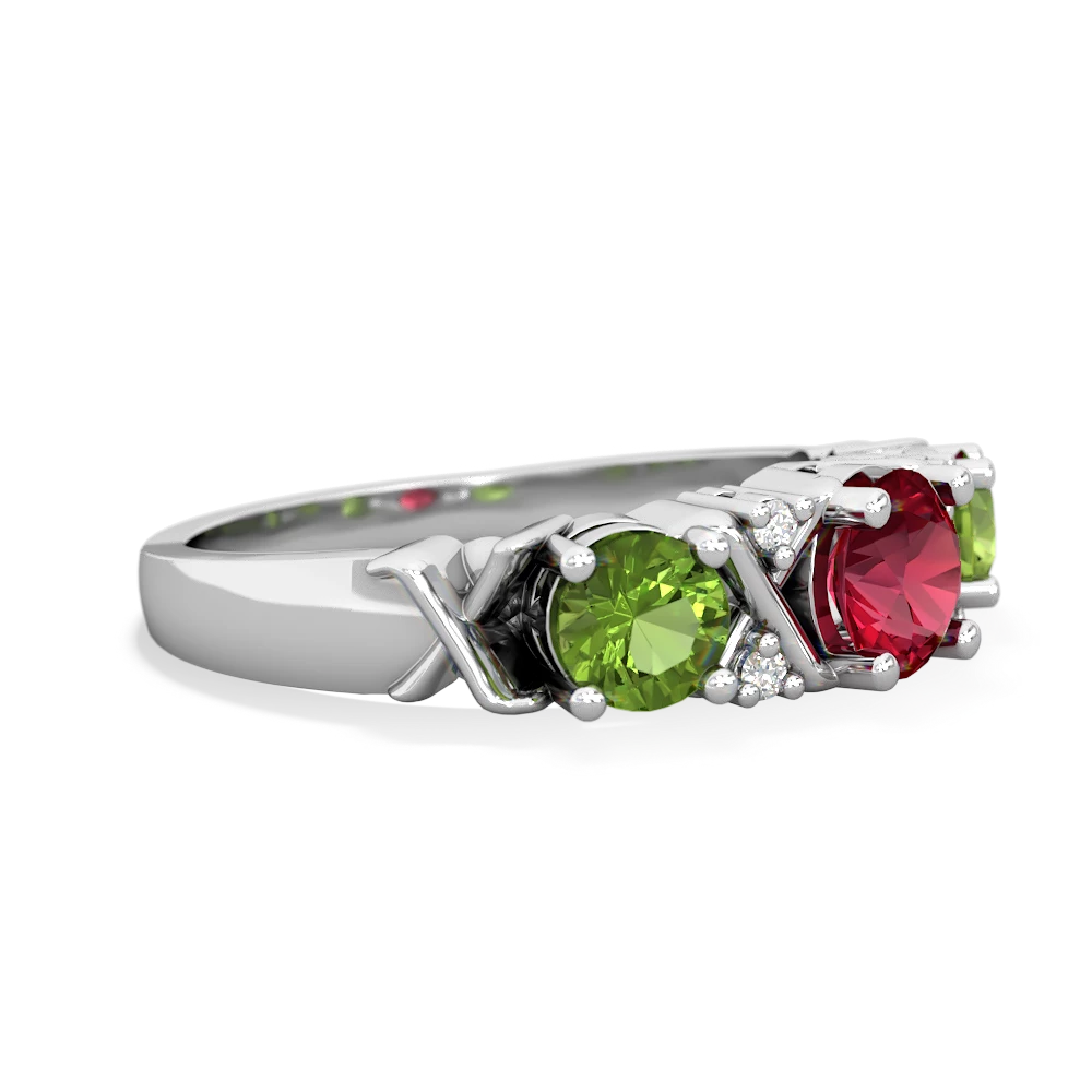 Lab Ruby Hugs And Kisses 14K White Gold ring R5016