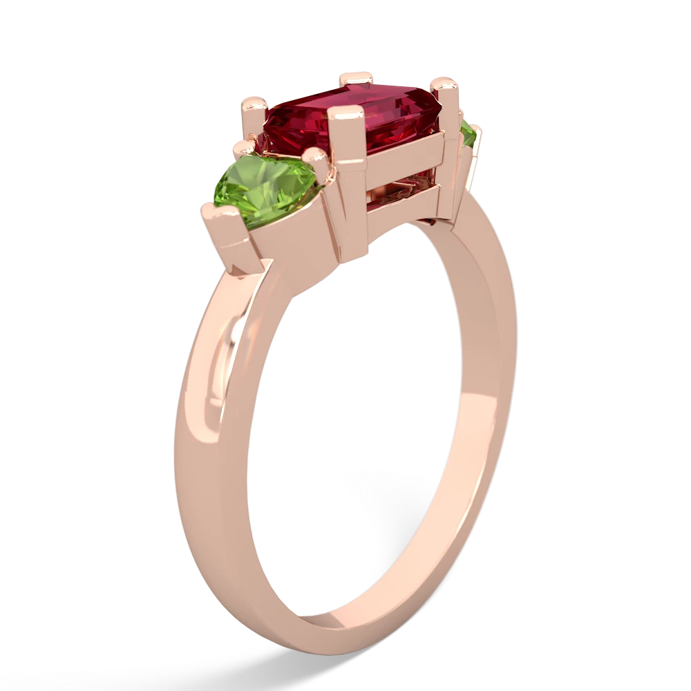 Lab Ruby Three Stone 14K Rose Gold ring R5235