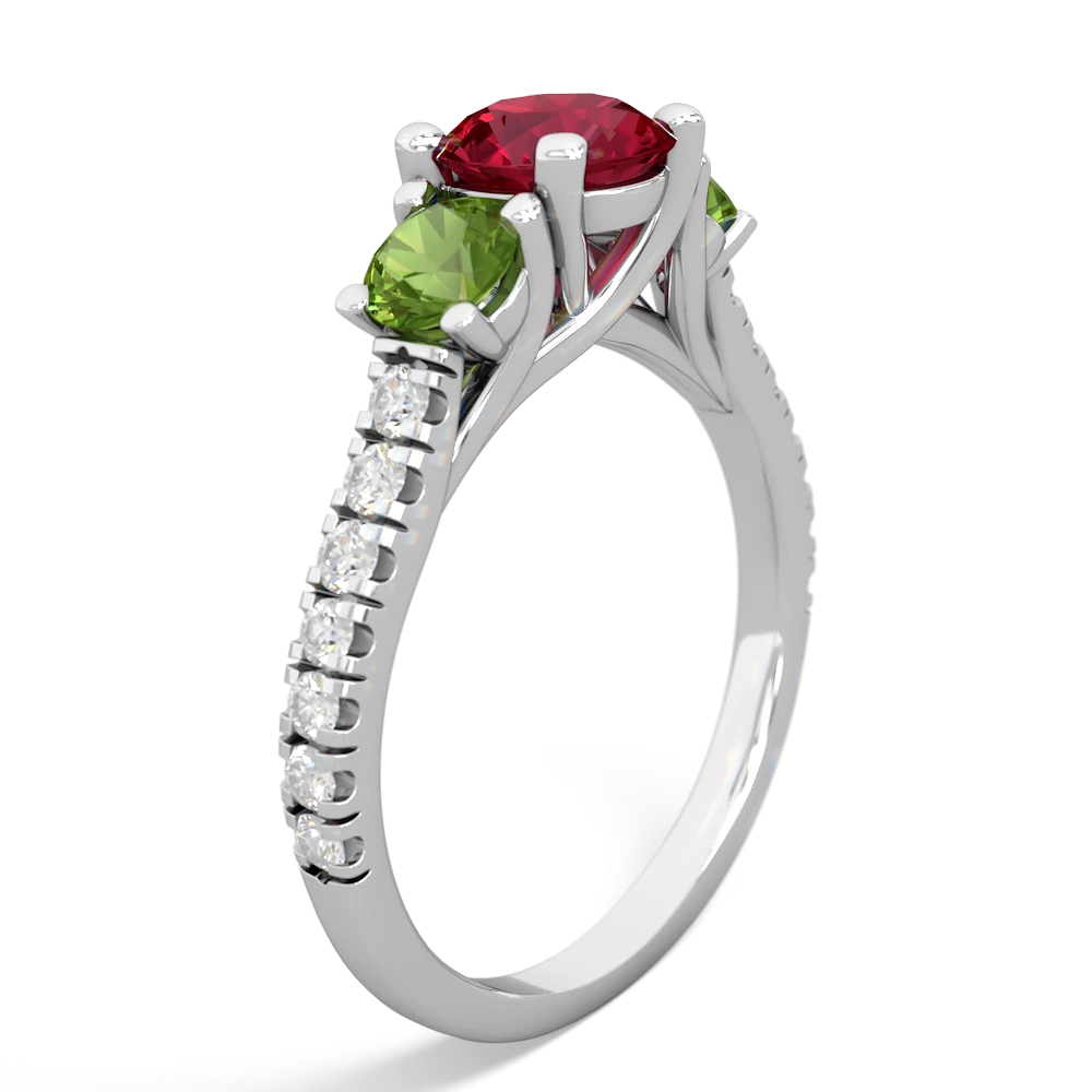 Lab Ruby Pave Trellis 14K White Gold ring R5500