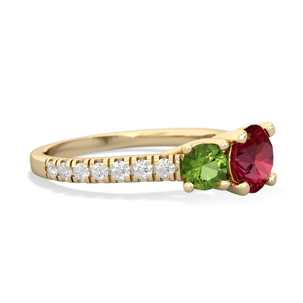 Lab Ruby Pave Trellis 14K Yellow Gold ring R5500