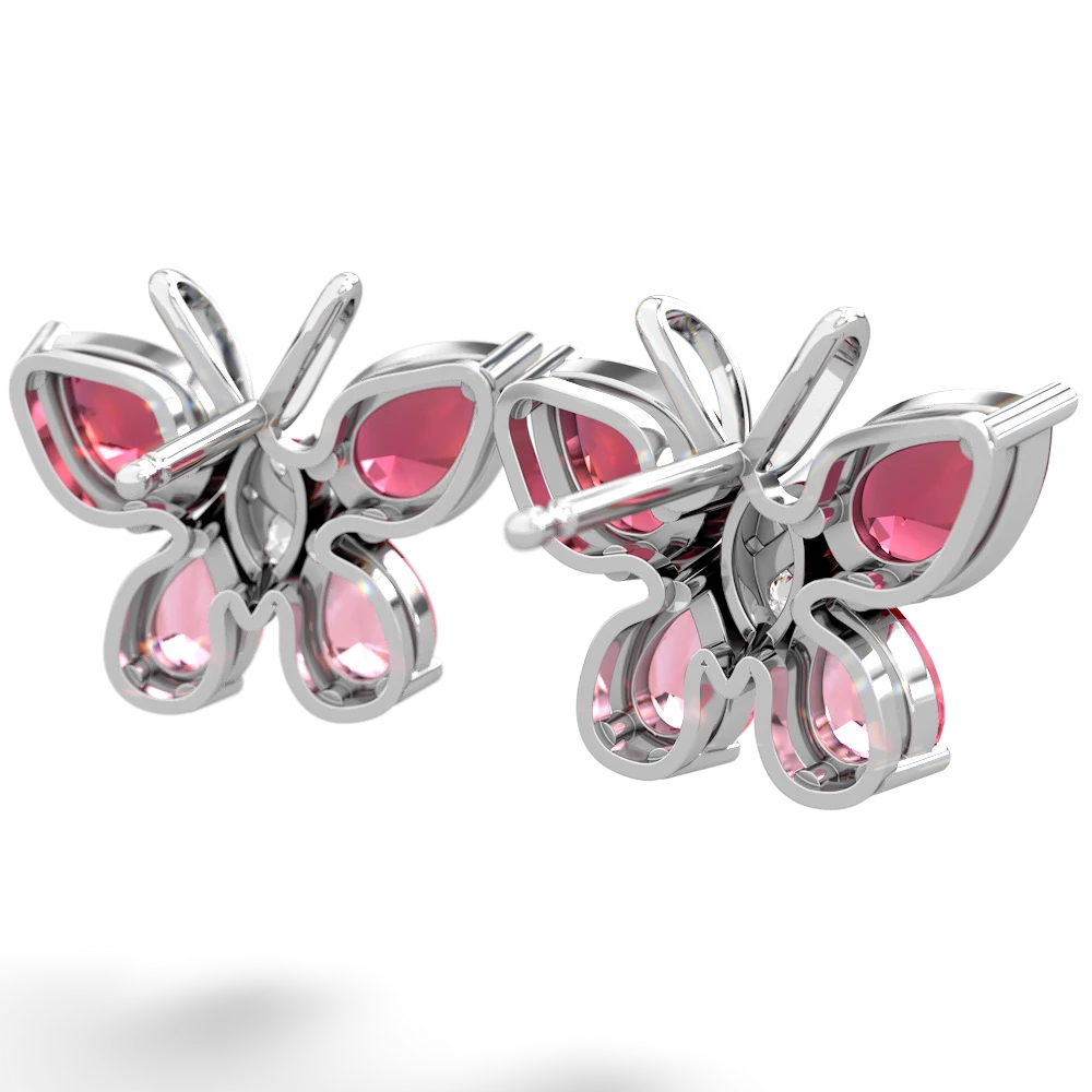 Lab Ruby Butterfly 14K White Gold earrings E2215