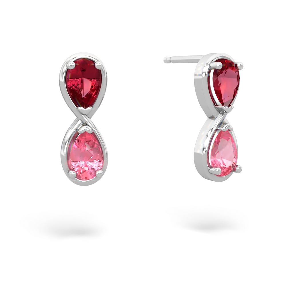 Lab Ruby Infinity 14K White Gold earrings E5050