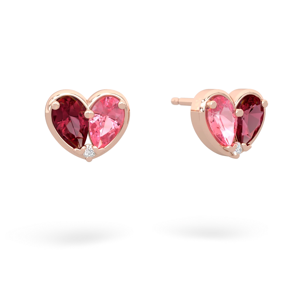 Lab Ruby 'Our Heart' 14K Rose Gold earrings E5072