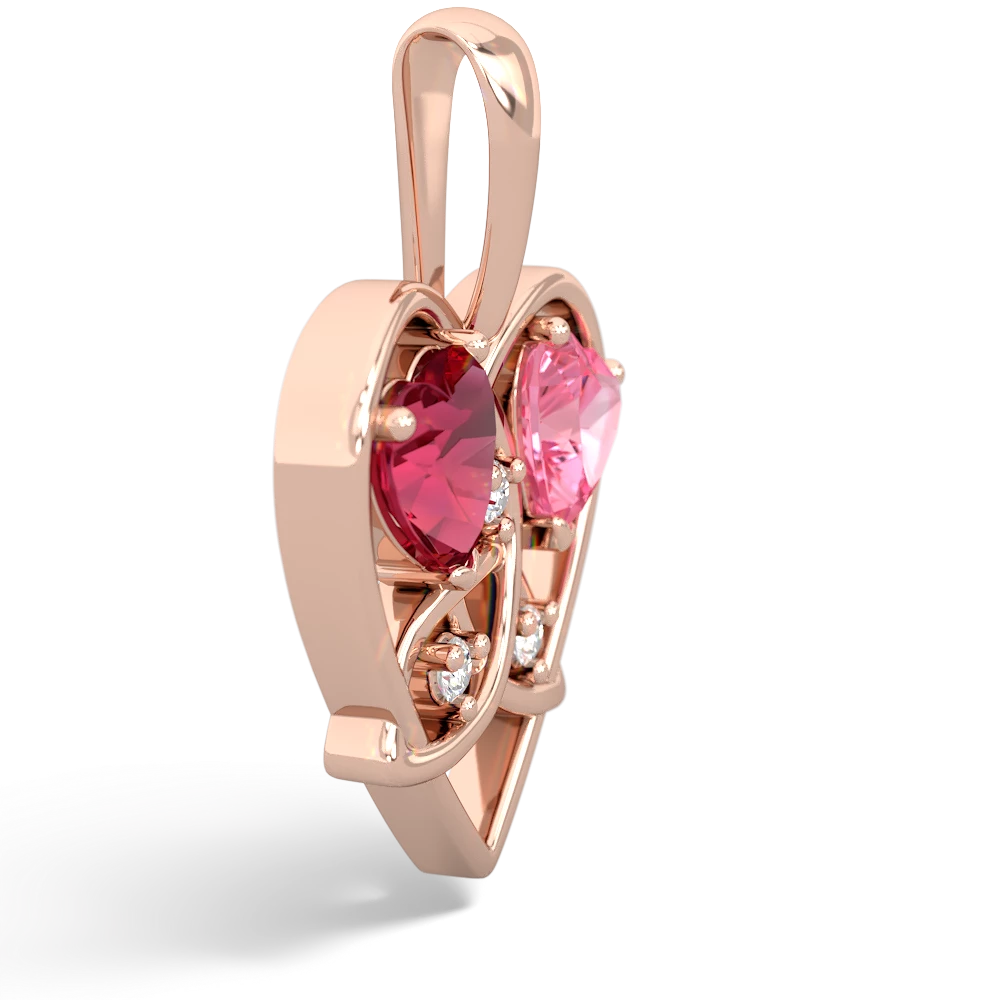 Lab Ruby Celtic Trinity Heart 14K Rose Gold pendant P5331