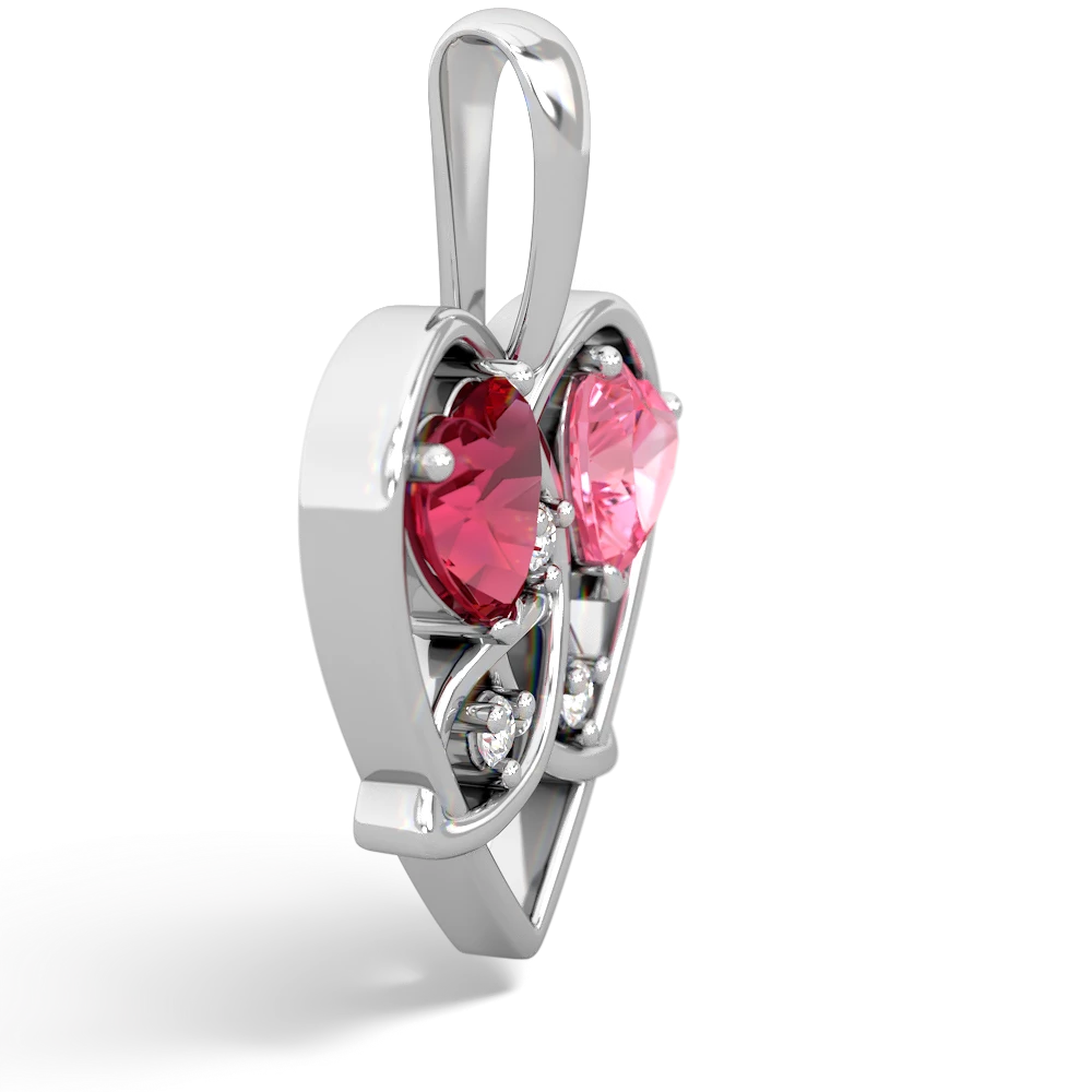 Lab Ruby Celtic Trinity Heart 14K White Gold pendant P5331