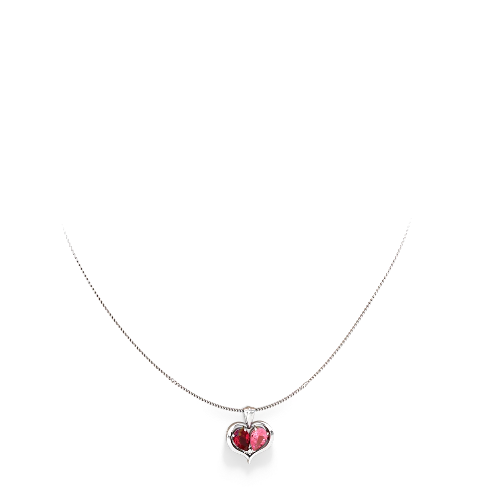 Lab Ruby Two Become One 14K White Gold pendant P5330