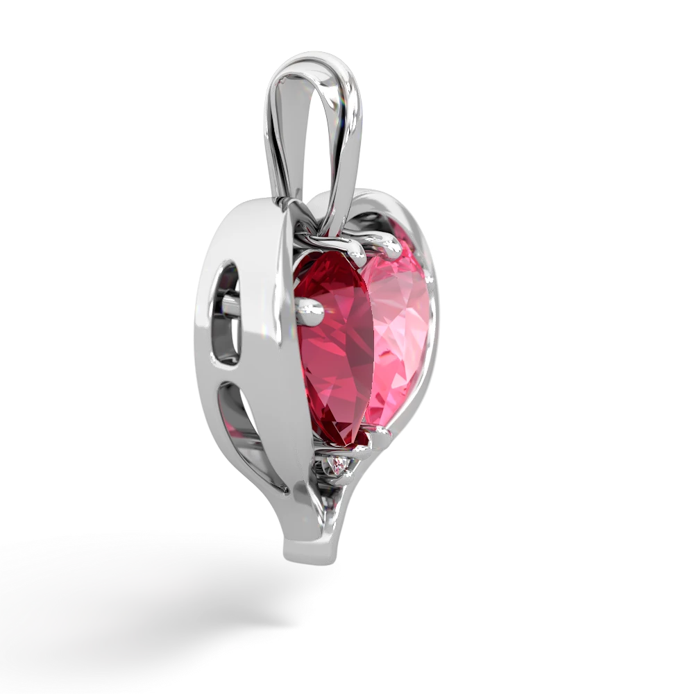 Lab Ruby Two Become One 14K White Gold pendant P5330