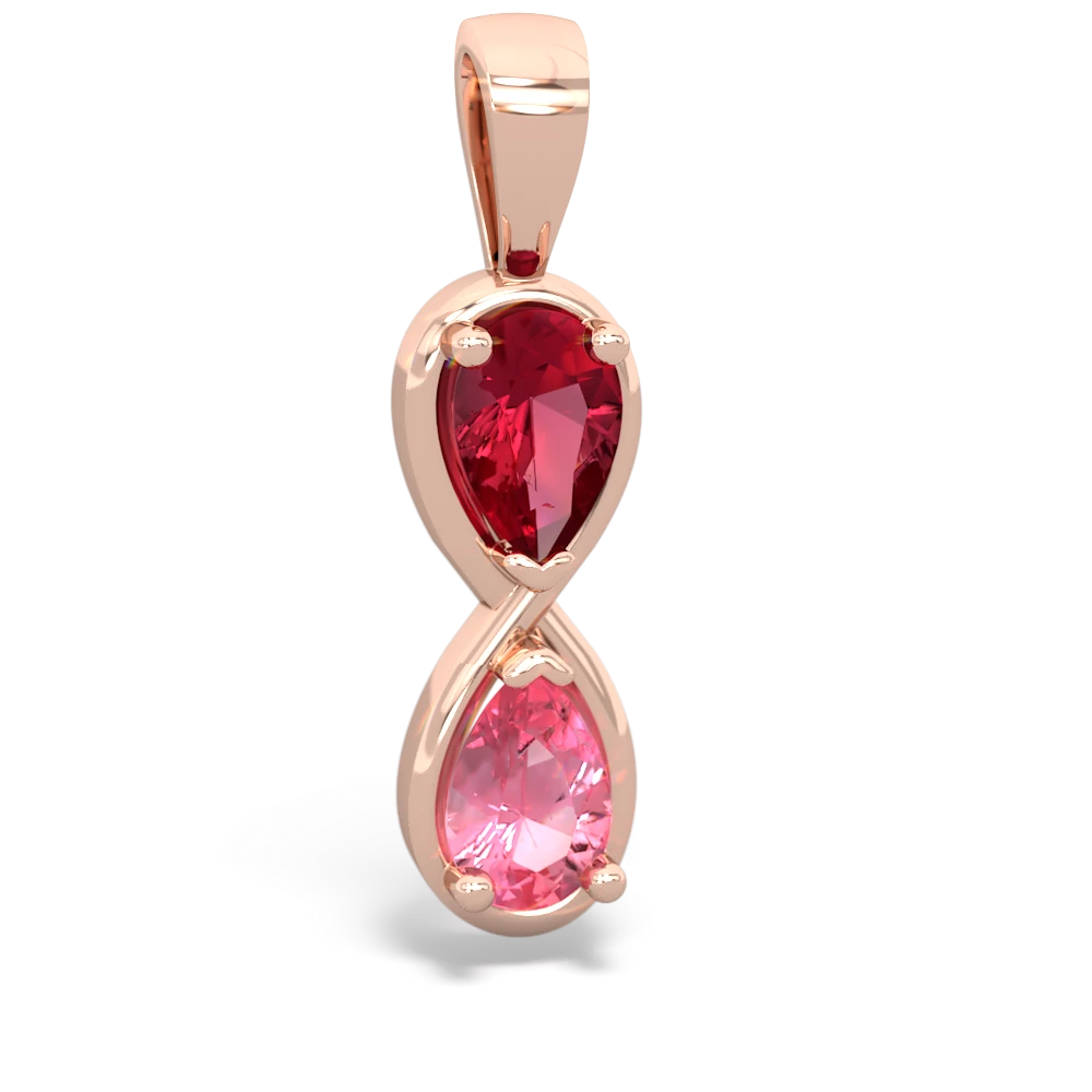 Lab Ruby Infinity 14K Rose Gold pendant P5050