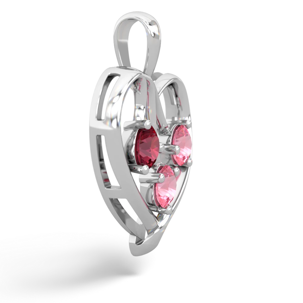 Lab Ruby Glowing Heart 14K White Gold pendant P2233