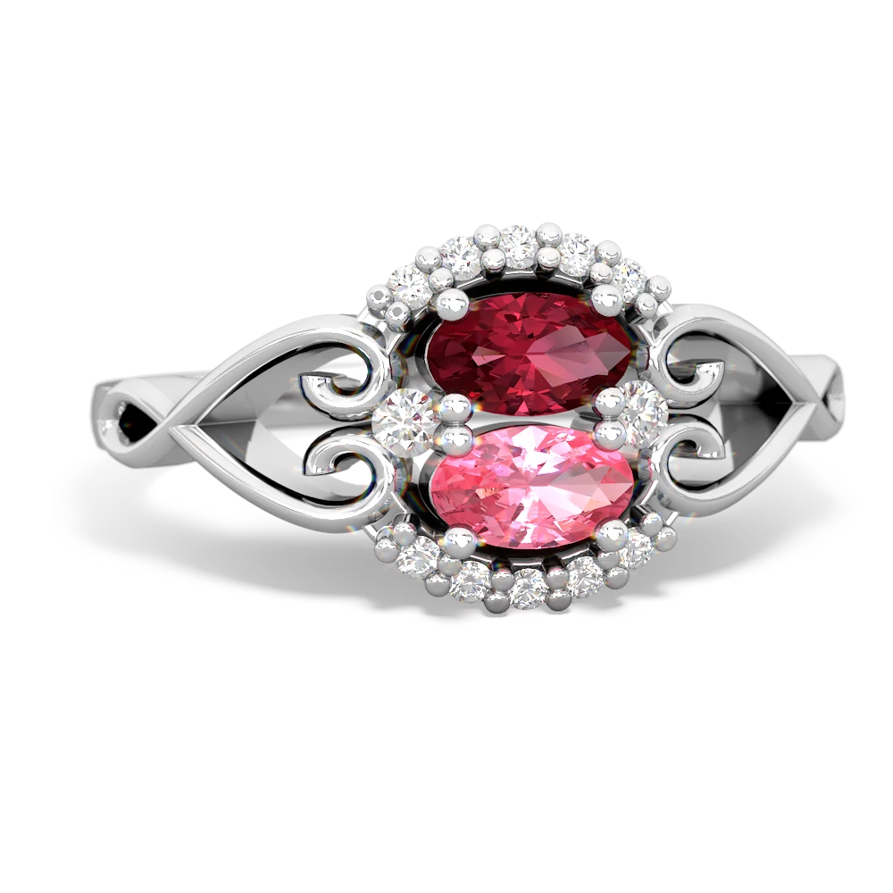 Lab Ruby Love Nest 14K White Gold ring R5860