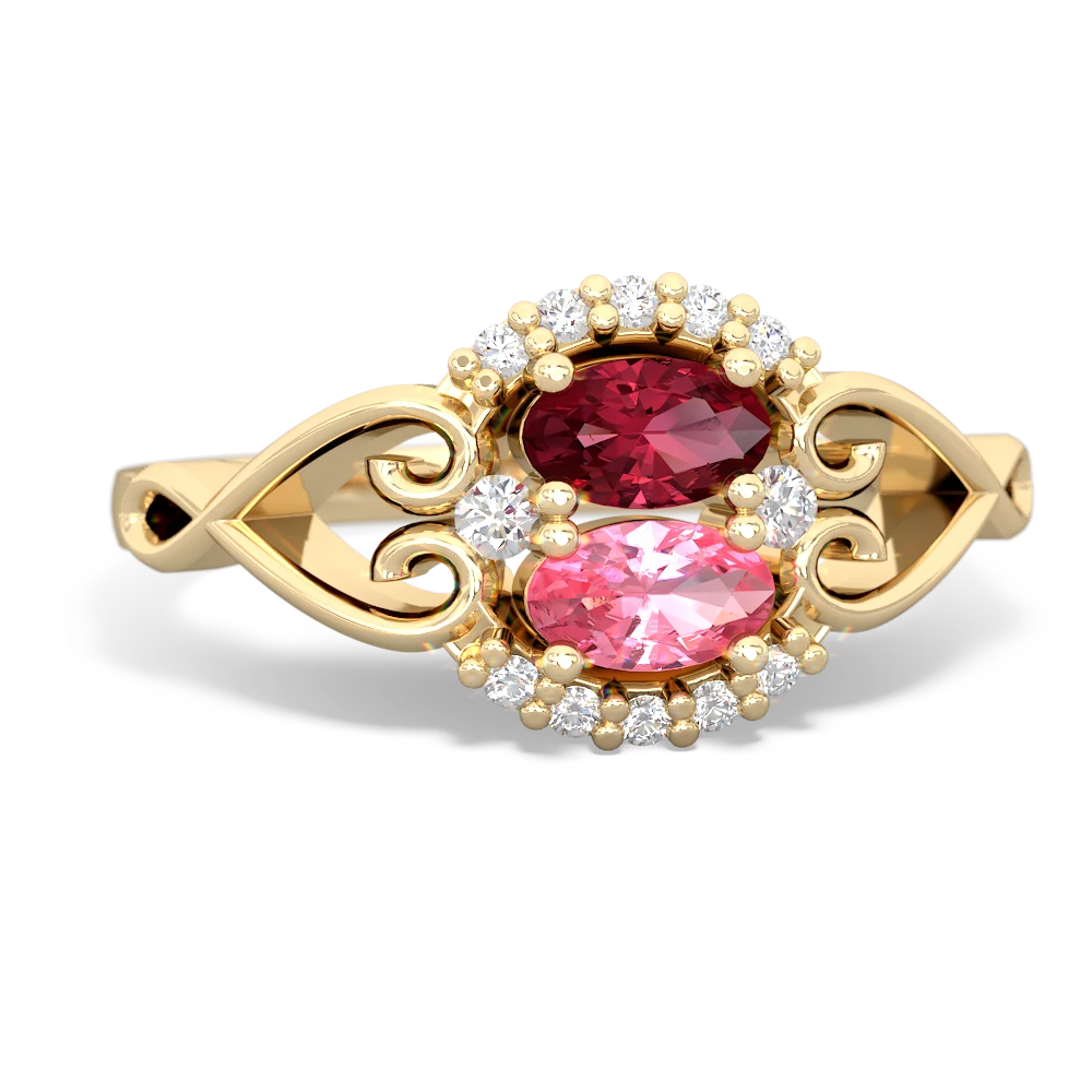 Lab Ruby Love Nest 14K Yellow Gold ring R5860