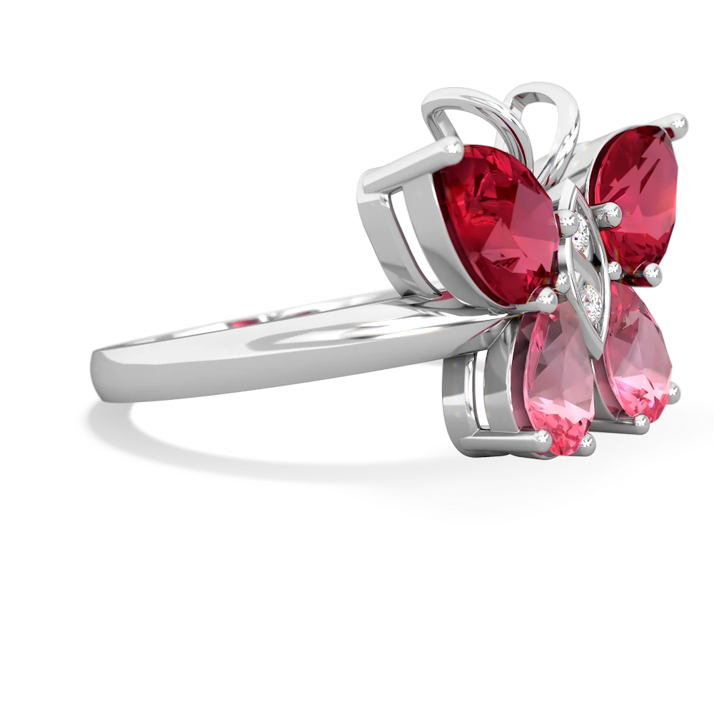 Lab Ruby Butterfly 14K White Gold ring R2215