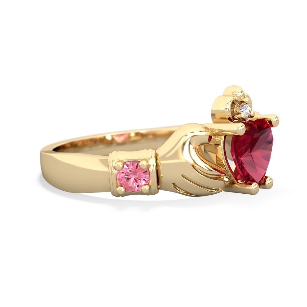 Lab Ruby Claddagh Keepsake 14K Yellow Gold ring R5245