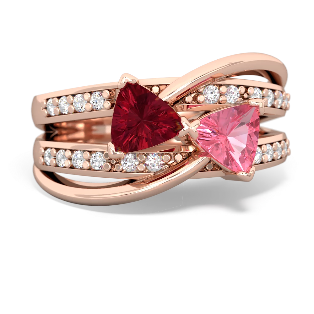 Lab Ruby Bowtie 14K Rose Gold ring R2360