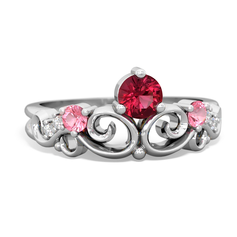 Lab Ruby Crown Keepsake 14K White Gold ring R5740