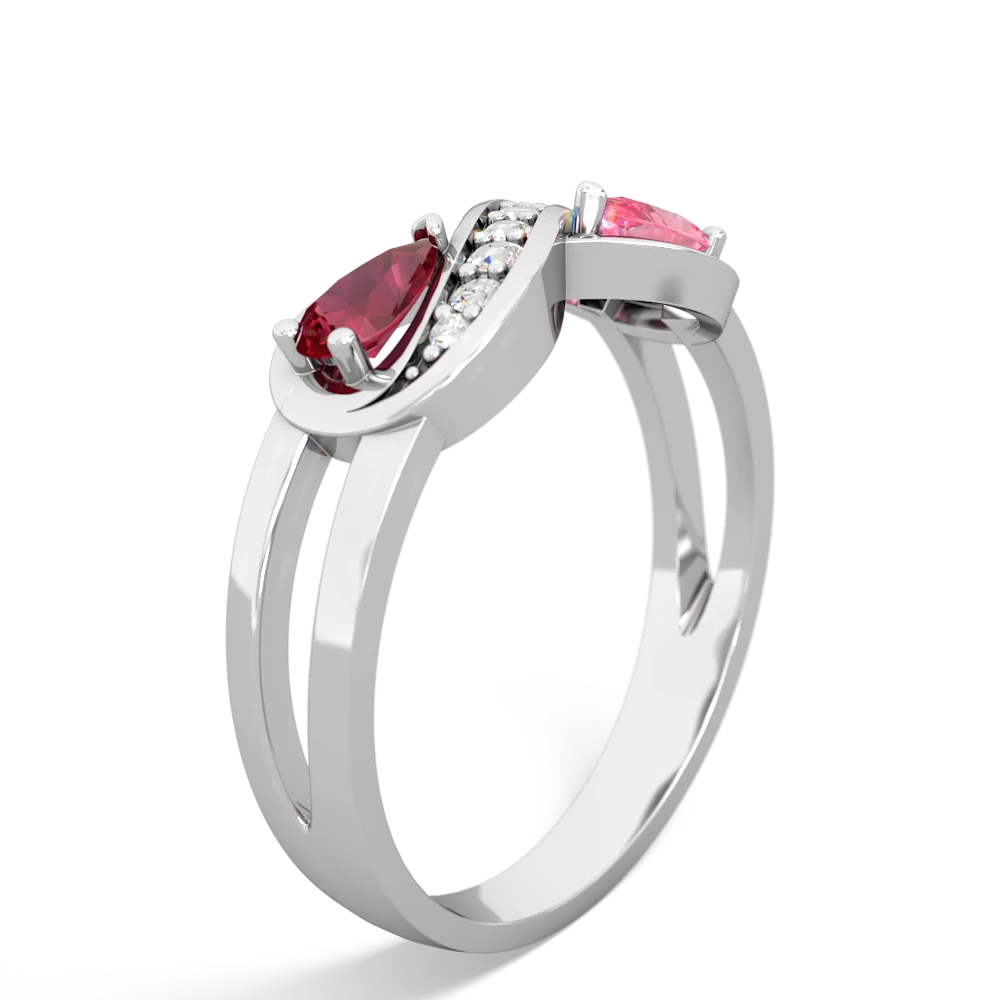 Lab Ruby Diamond Infinity 14K White Gold ring R5390