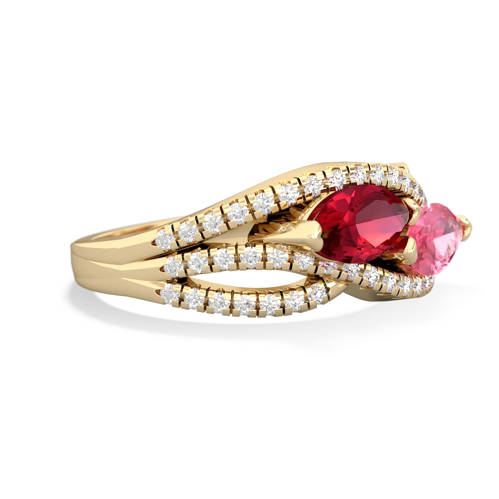 Lab Ruby Diamond Rivers 14K Yellow Gold ring R3070