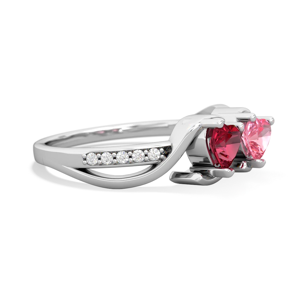 Lab Ruby Side By Side 14K White Gold ring R3090