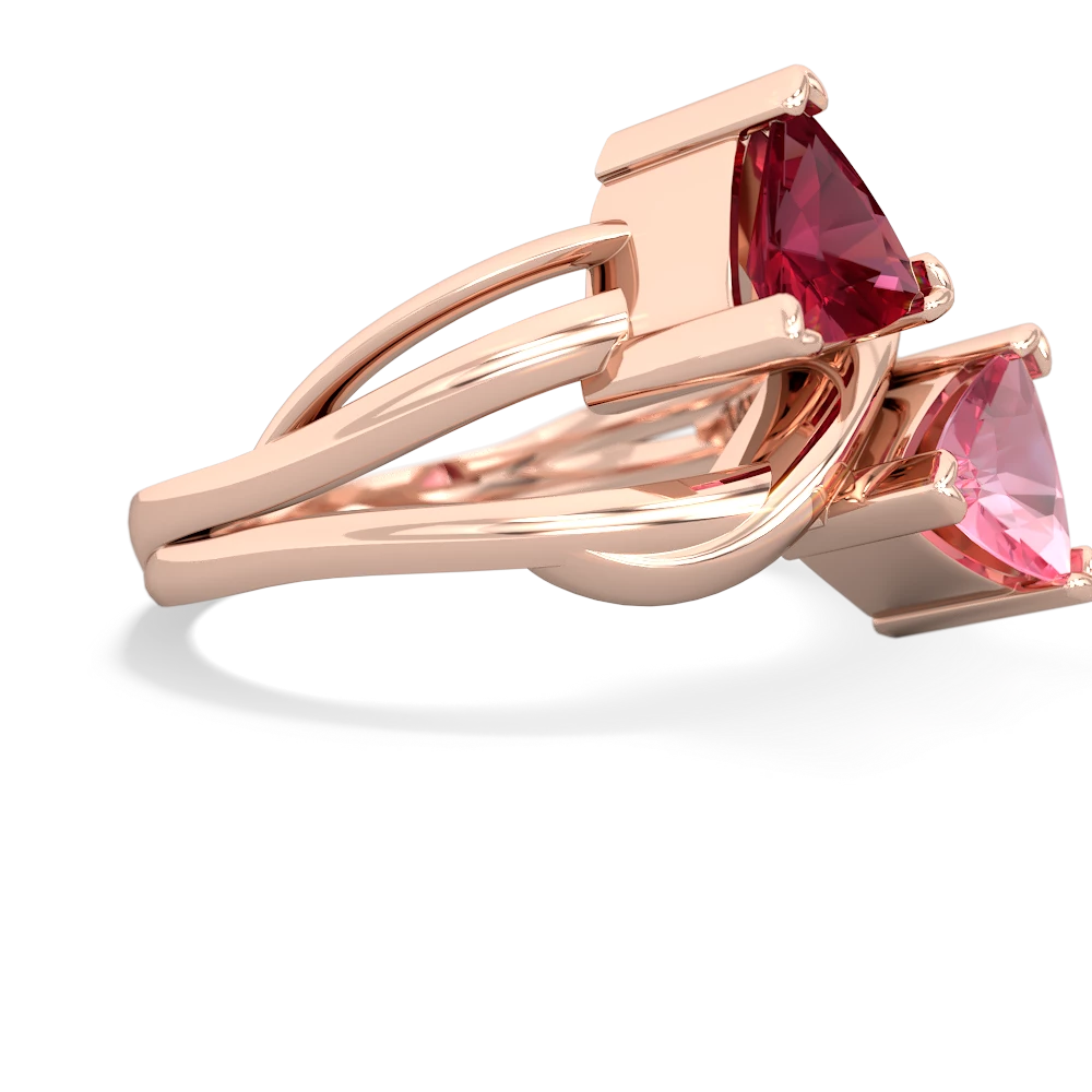 Lab Ruby Split Band Swirl 14K Rose Gold ring R2341