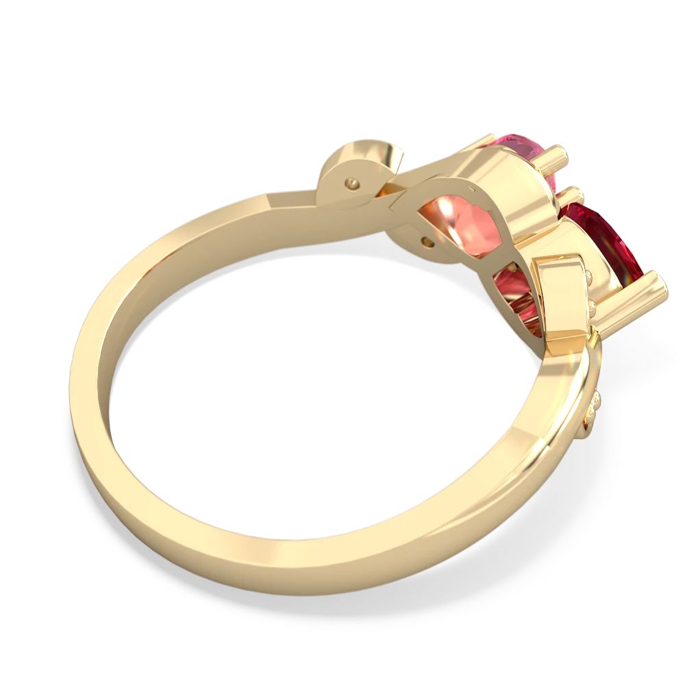 Lab Ruby Floral Elegance 14K Yellow Gold ring R5790