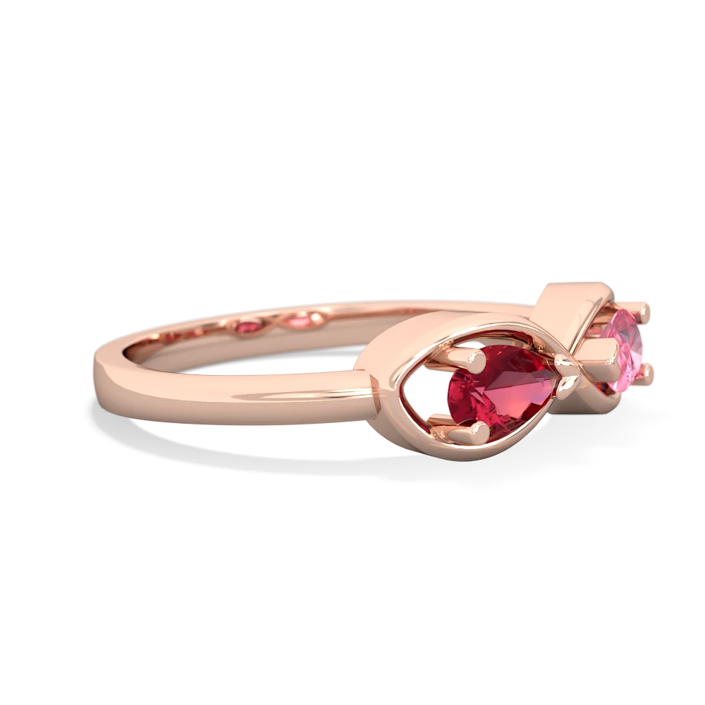 Lab Ruby Infinity 14K Rose Gold ring R5050