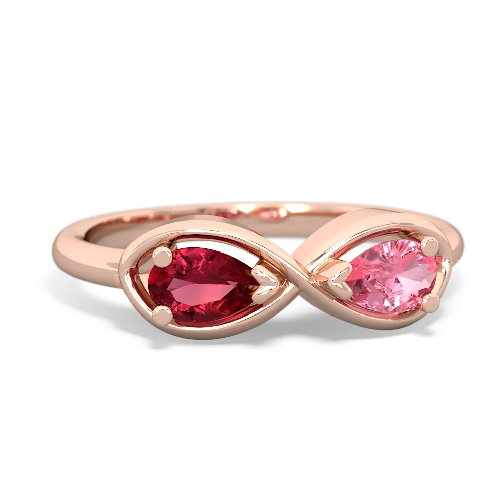 Lab Ruby Infinity 14K Rose Gold ring R5050