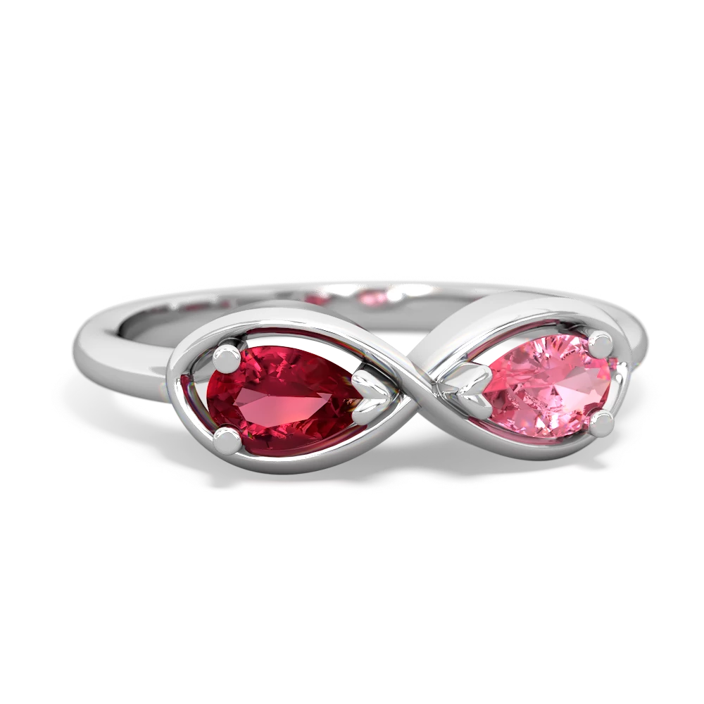 Lab Ruby Infinity 14K White Gold ring R5050