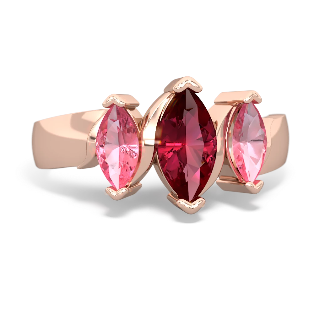 Lab Ruby Three Peeks 14K Rose Gold ring R2433