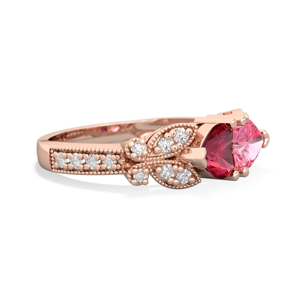 Lab Ruby Diamond Butterflies 14K Rose Gold ring R5601