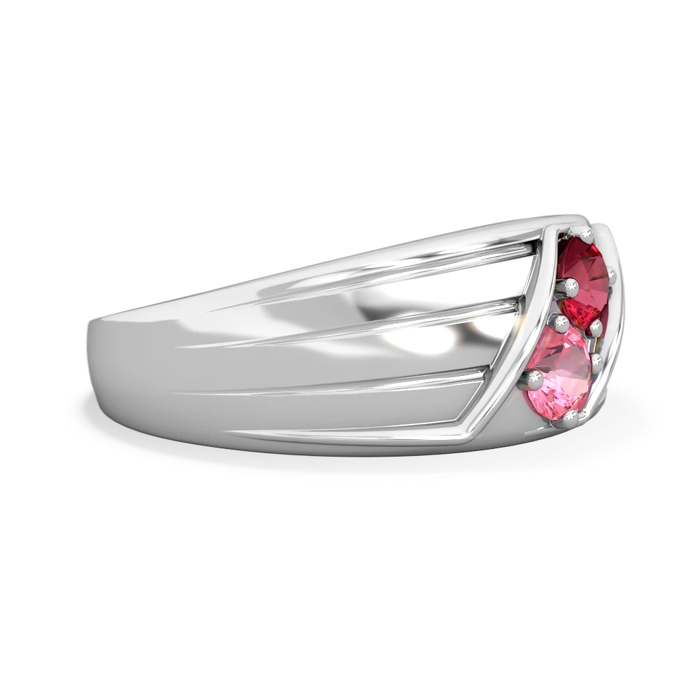 Lab Ruby Men's Streamline 14K White Gold ring R0460